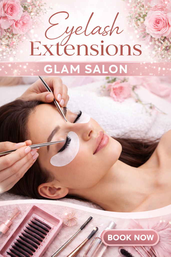 Professional eyelash extension service in Gujarat at Glam Salon & Aesthetic, enhancing natural lashes